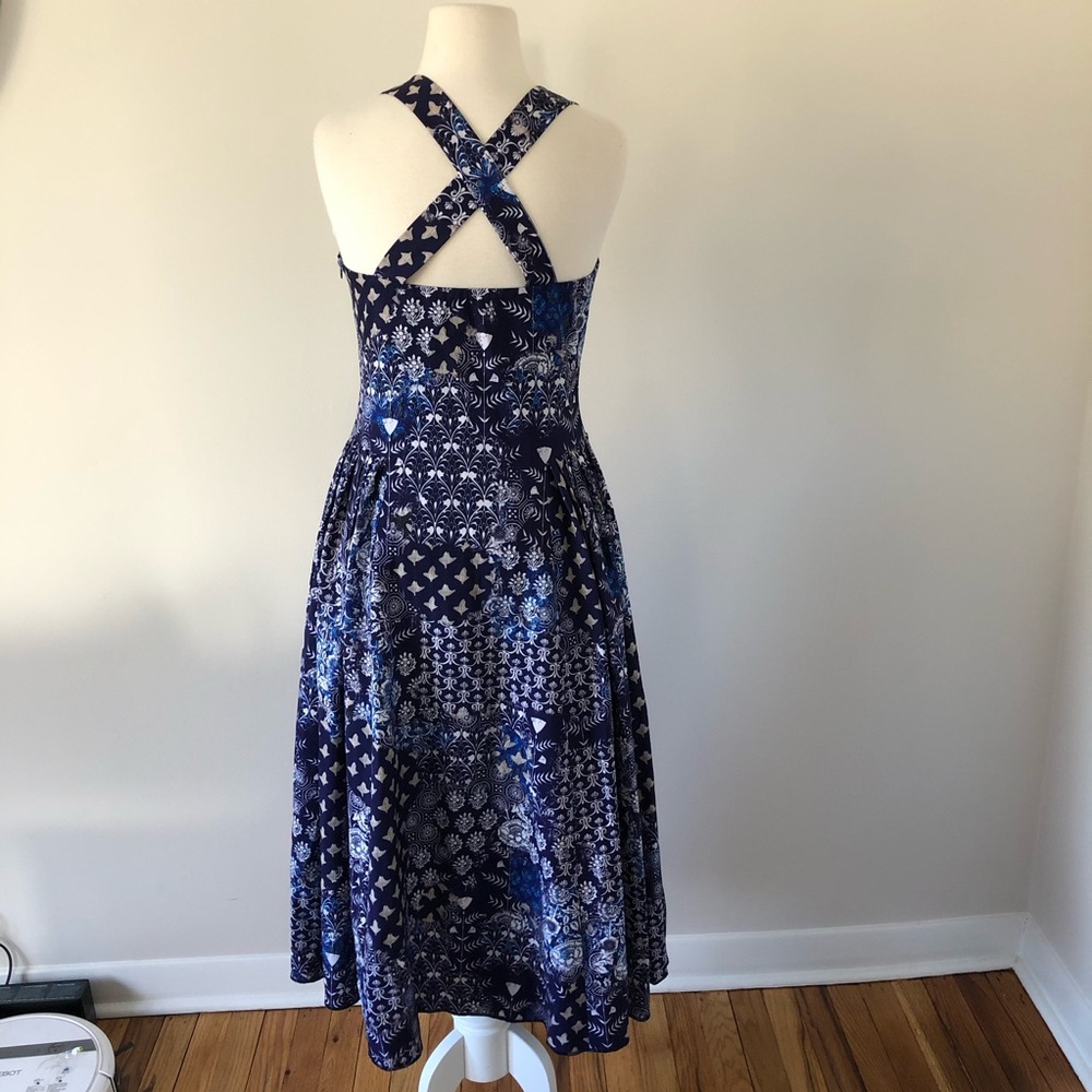 Anthropologie Payal Jain MIDI Dress Batik Blue‎ 6 - Picture 6 of 9